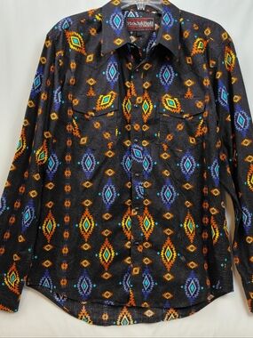 Rock & Roll Cowboy 100% Cotton Snap Button Long‎ Sleeve Shirt Size Large